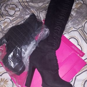 Black thigh high boots